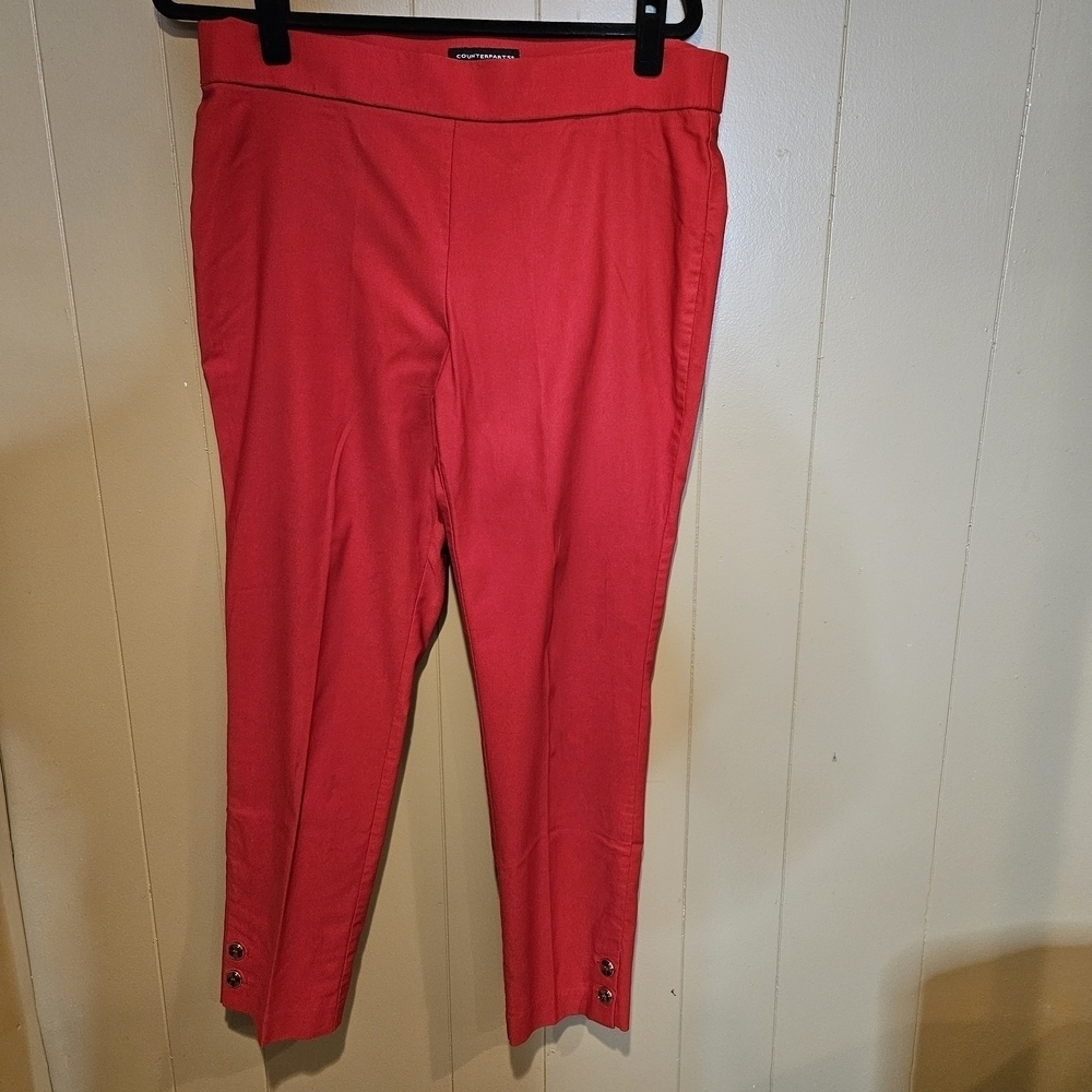 Counterparts Red Ankle Pants Women’s Size L | Slim Fit Stretch Pull-On Trousers